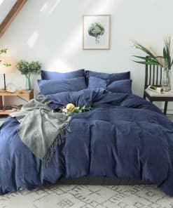 Funda de Edredón de Terciopelo Azul Marino Tamaño Queen de