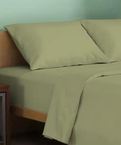 TEXAS LINEN CO. Juego de sábanas de algodón -Verde Salvia