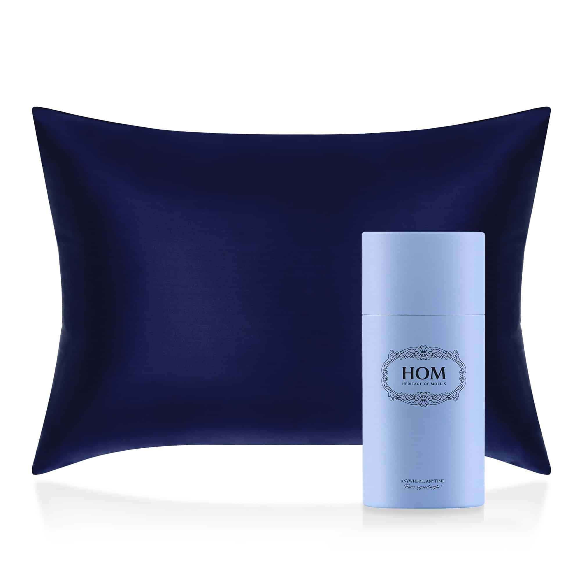Funda de Almohada de Seda 100% Pura de Morera -Azul Marino