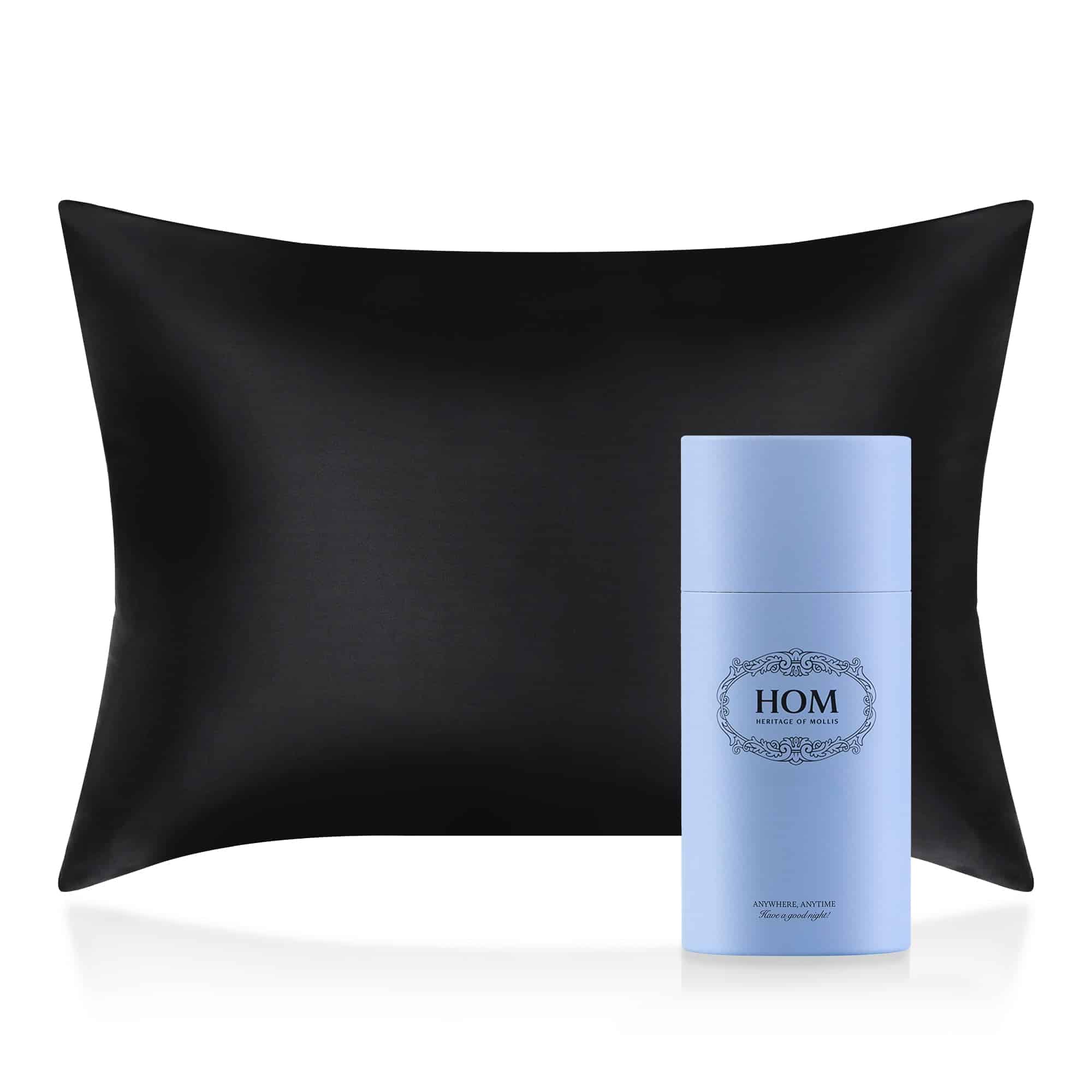 Funda de almohada de seda 100% pura de morera -Negro