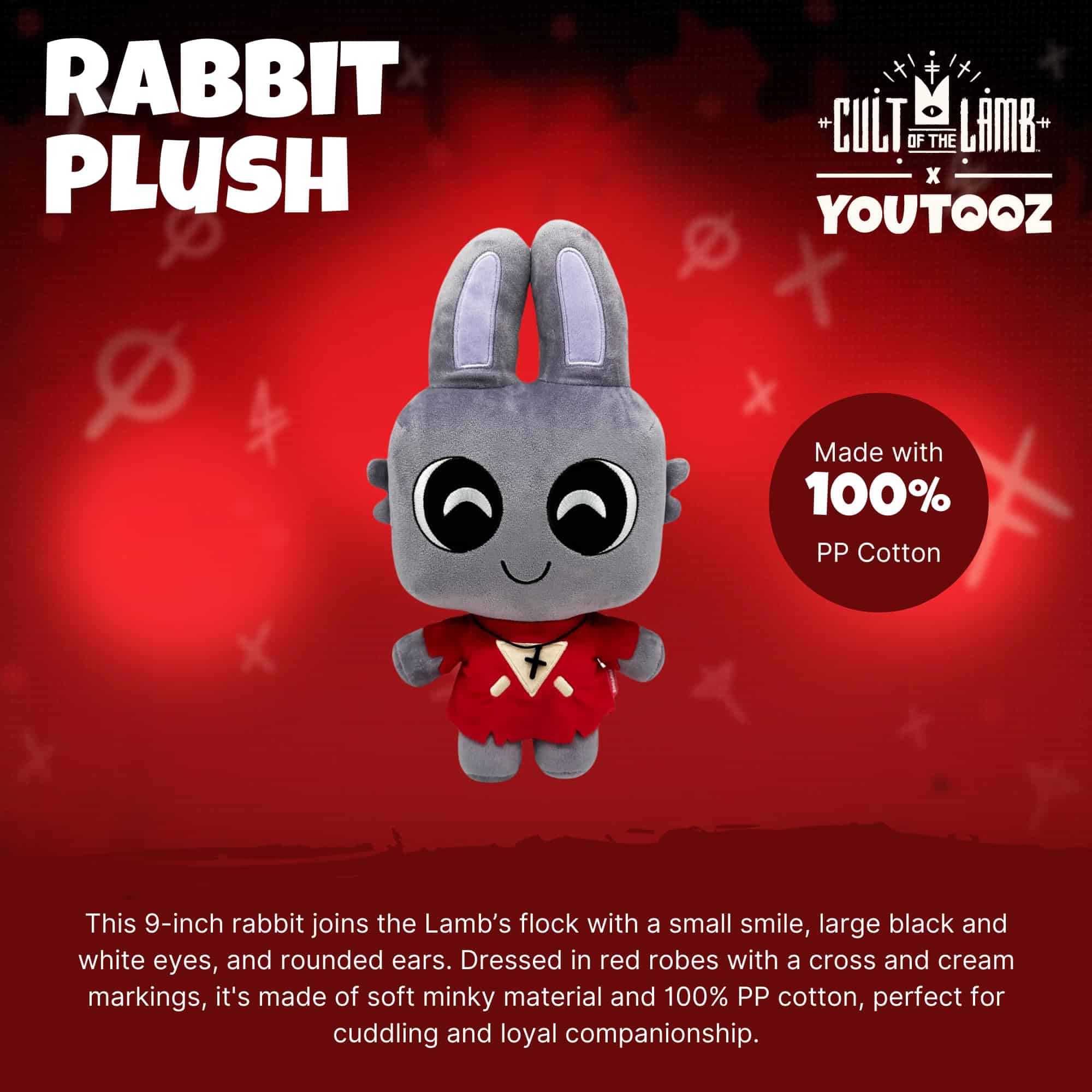 Peluche de Conejo YouTooz 9 pulgadas Cult of The Lamb, - Imagen 3