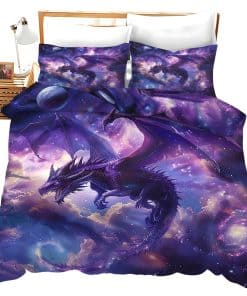 Juego de Edredón Dragón Púrpura Set Funda de Edredón