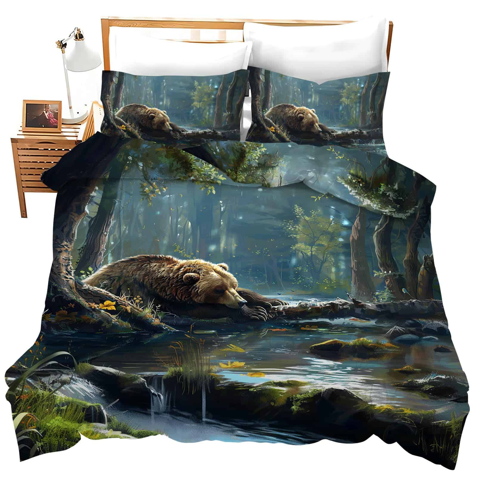 Juego de edredón Forest Bear Sleeping Set de edredón Oso