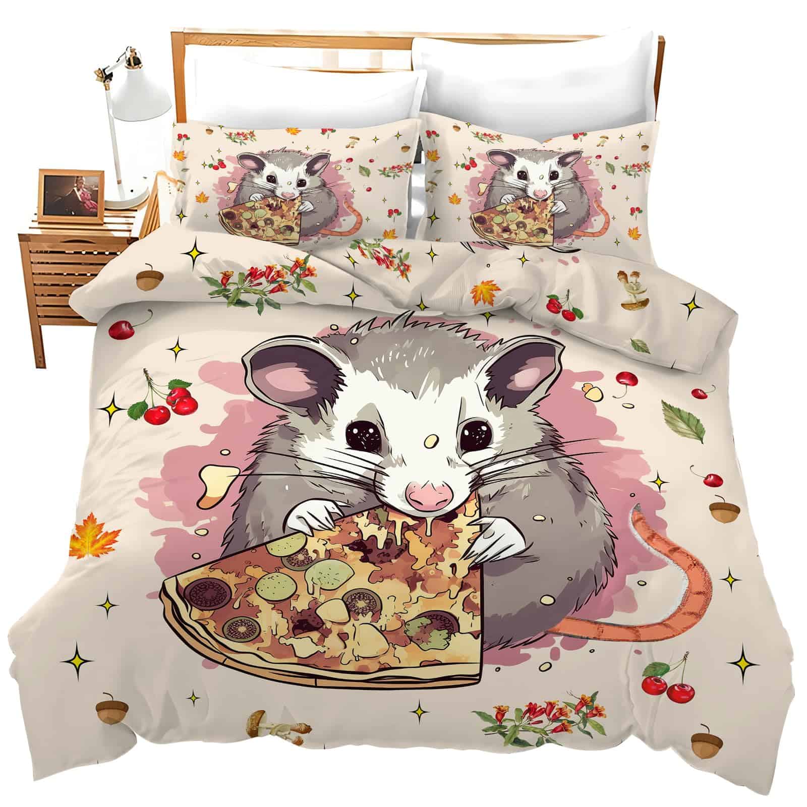 Set de Edredón de Opossum Lindo Juego de Ropa de Cama