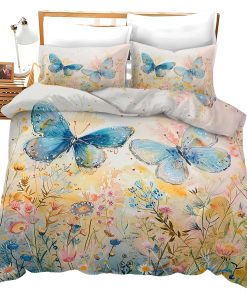 Set de Edredón con Estampado de Mariposas Azules Bogosip