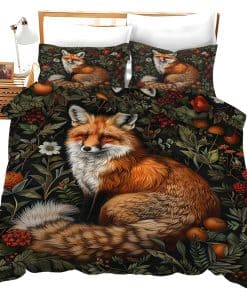Juego de edredón Forest Fox Vintage con estampado de