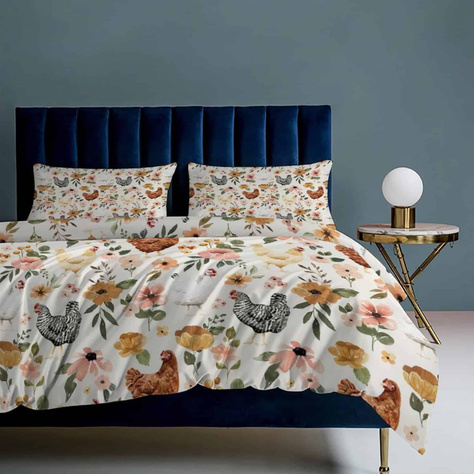 Juego de edredón Chicken Flowers Comforter Set Hen Floral - Imagen 9