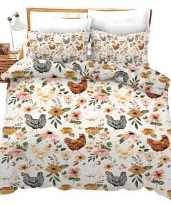 Juego de edredón Chicken Flowers Comforter Set Hen Floral