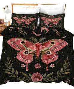 Set de Edredón de Mariposa Roja Juego de Cama Estampado