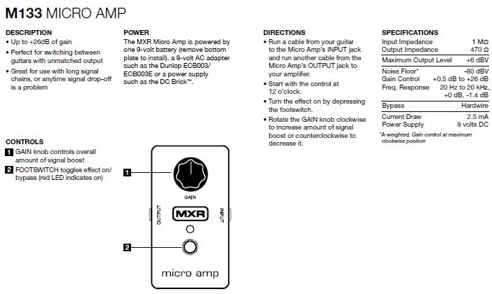 Pedal de Efectos MXR M133 Micro Amp con Aumento de Ganancia - Imagen 8