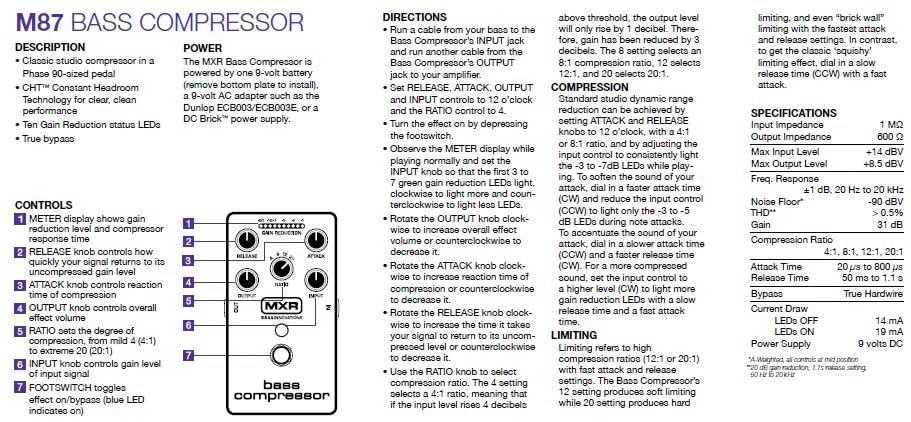 Pedal de Efectos de Compresor de Bajo MXR M87 con Fuente de - Imagen 8