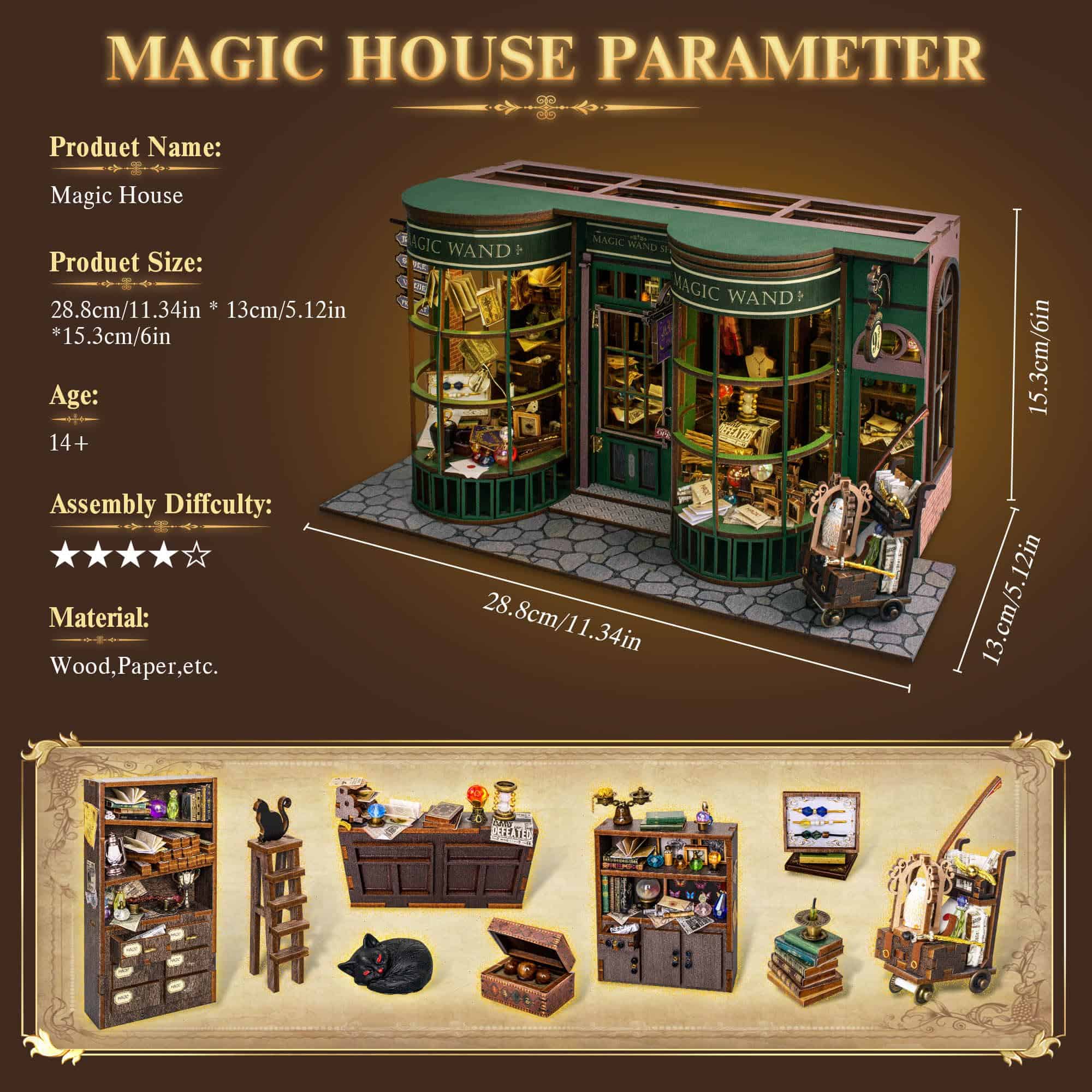 Kit de casa de muñecas de madera Tinkerty DIY, kit de casa - Imagen 7