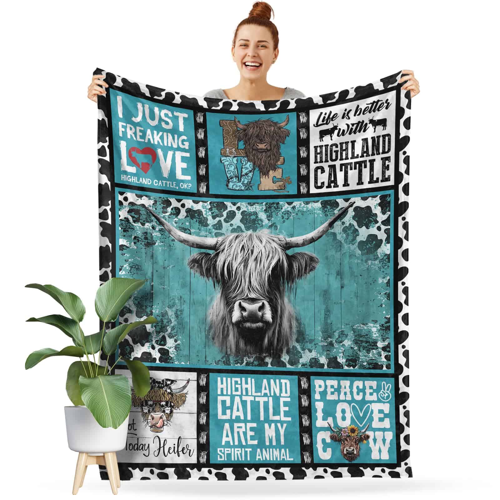 Manta de Vaca de las Highlands Teal Granjero Manta de Vaca