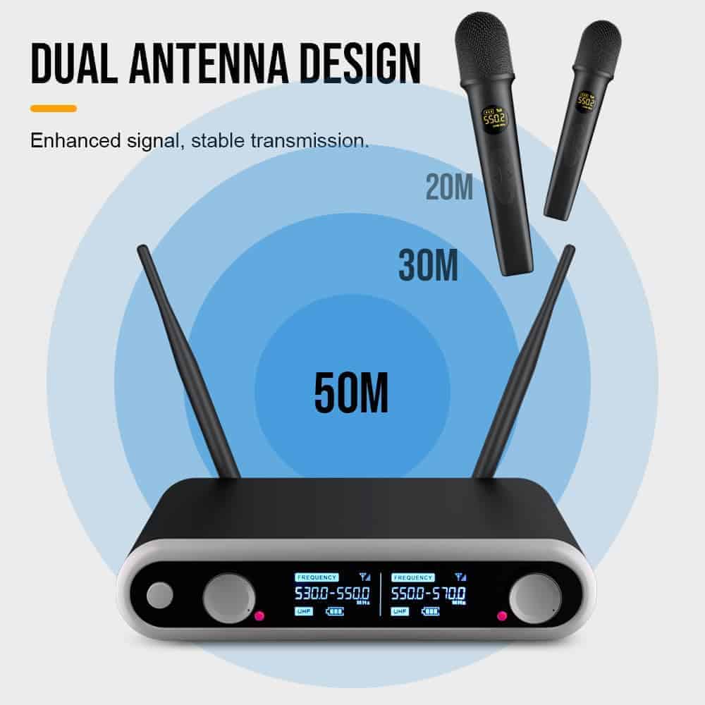 Sistema de Micrófono Inalámbrico de 2 Canales Yamnweo - Imagen 6