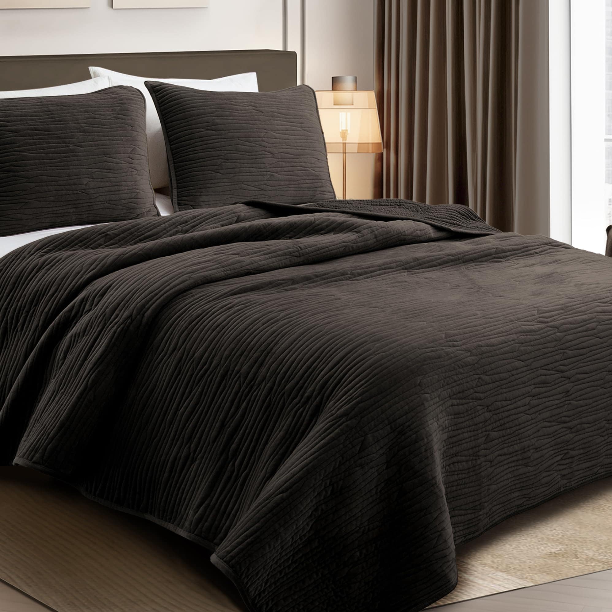 Maravilloso Edredón de Terciopelo tamaño -Marrón Negro