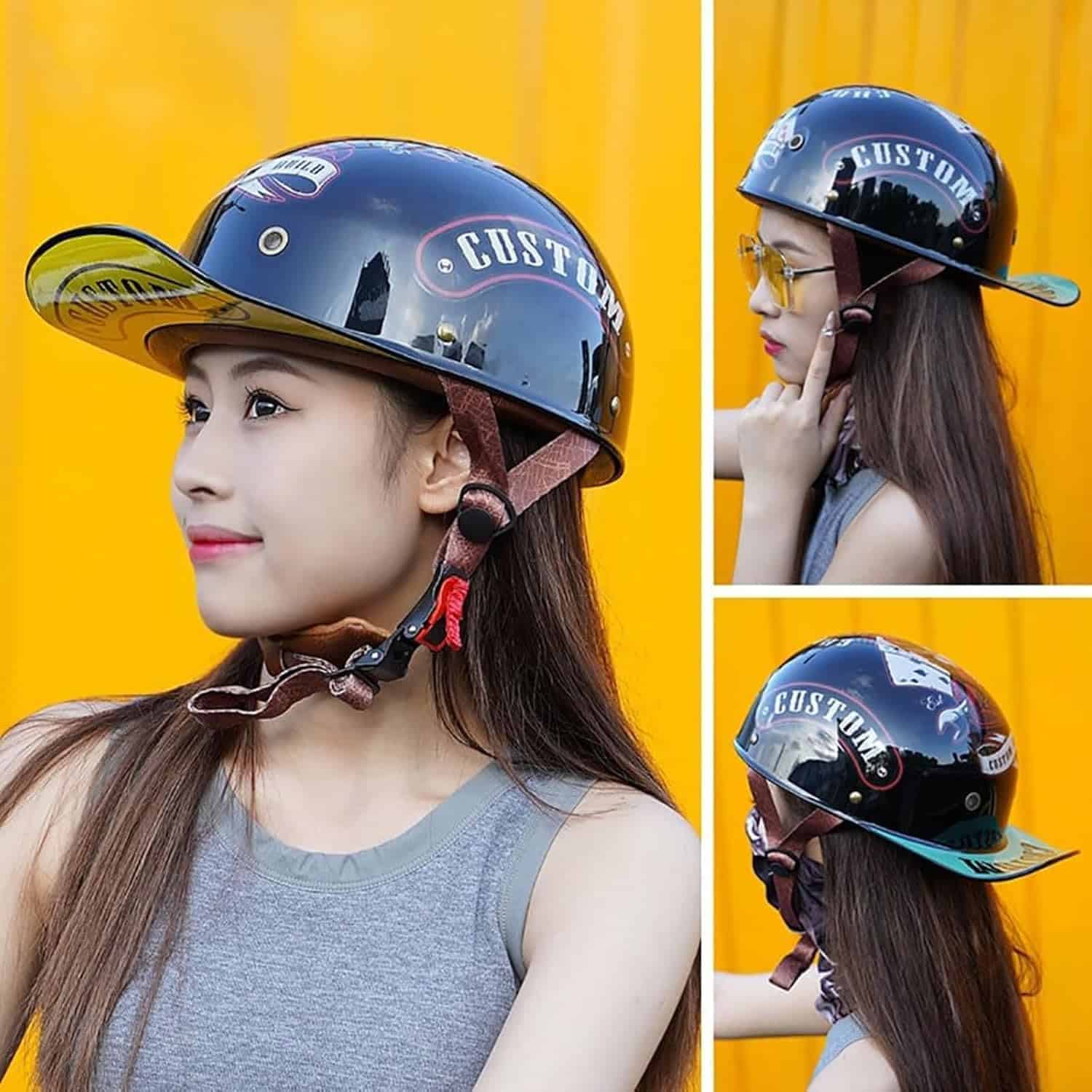 Casco de moto estilo gorra de béisbol, casco de media cara - Imagen 6