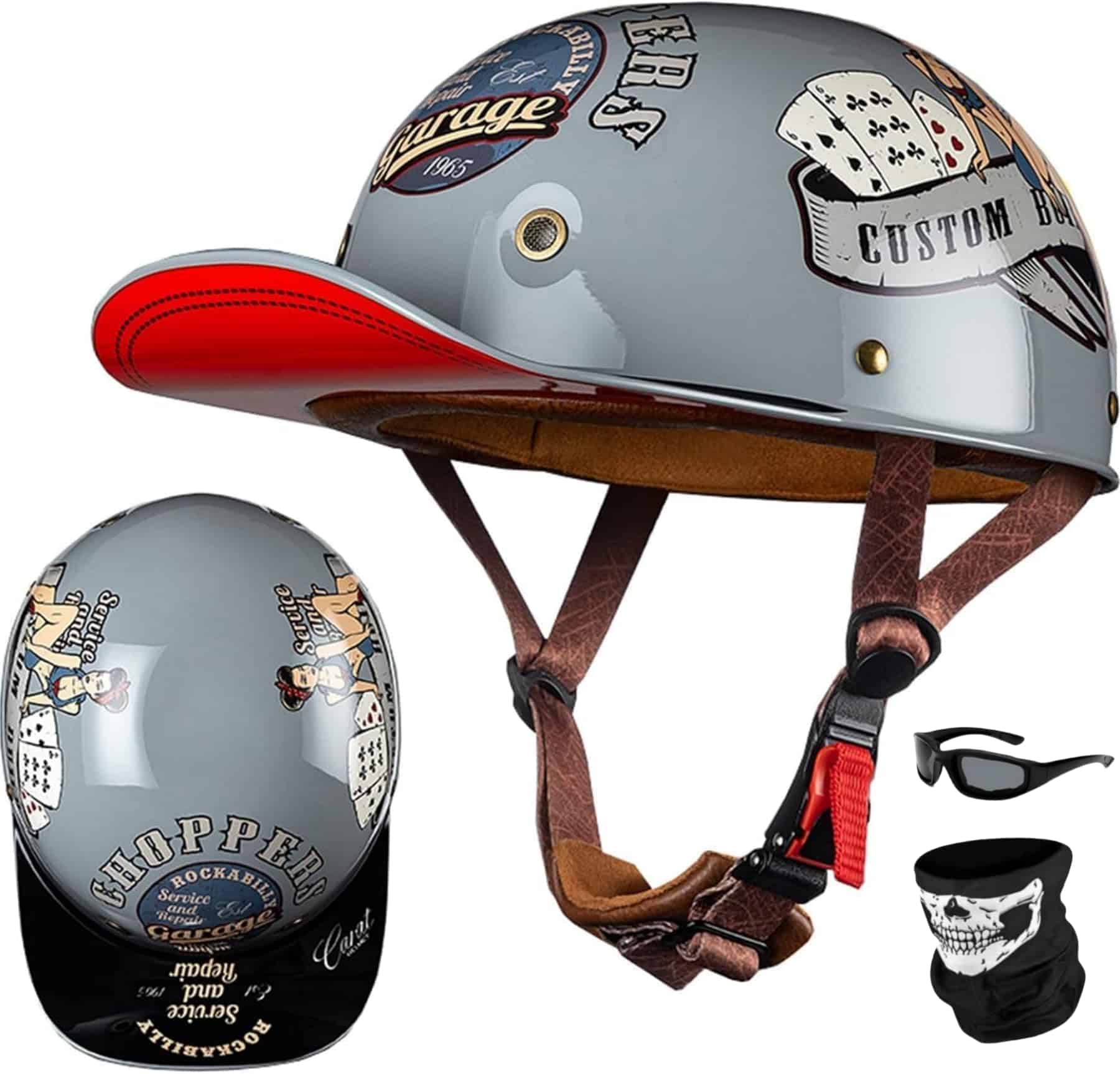 Casco de béisbol para motocicleta, casco medio aprobado por