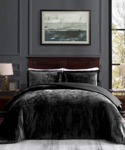 Juego de Edredón de Terciopelo Crushed TAMGHO, Negro -