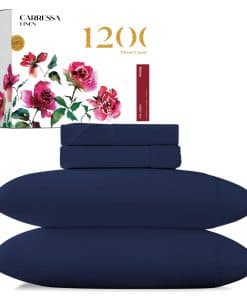 Juego de sábanas de lino Carressa 100% -Azul marino