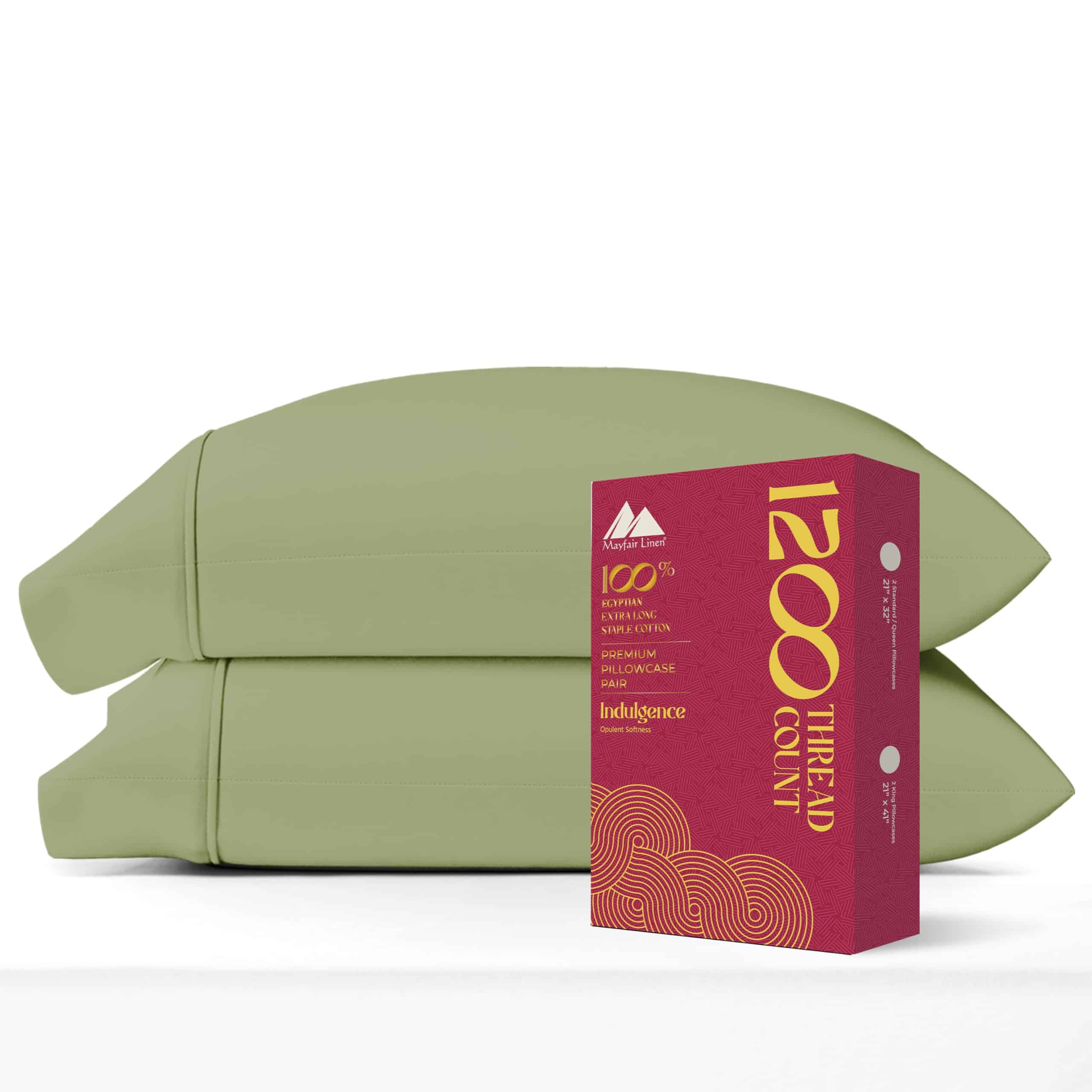 Juego de 2 Fundas de Almohada King Size de -Verde Salvia