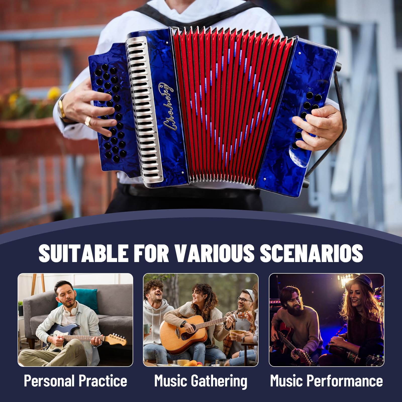 Acordeón - 31 Teclas 12 Bajos Diatónico Afinación G/C/F con - Imagen 8