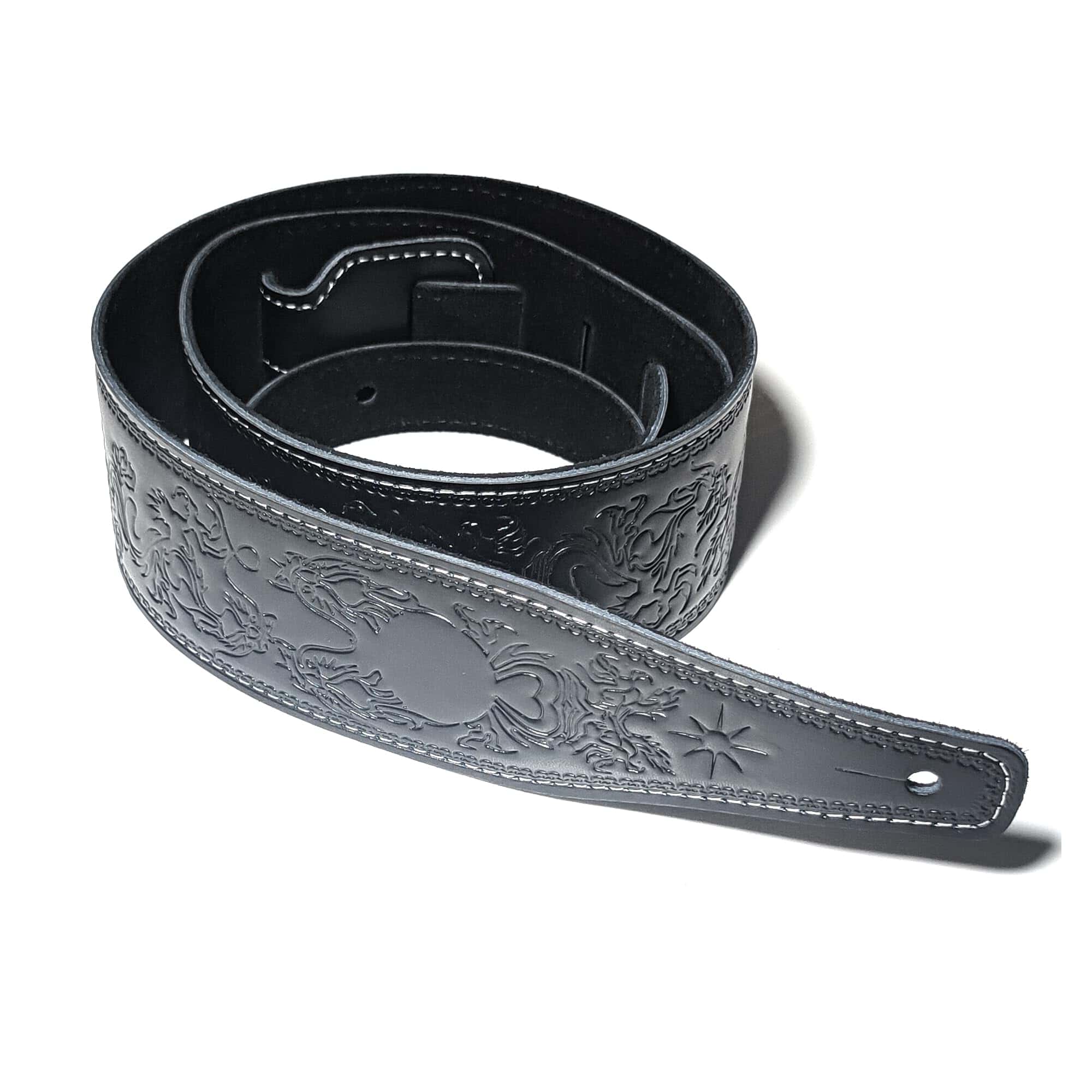 Correa de guitarra de cuero de vaca natural con diseño de