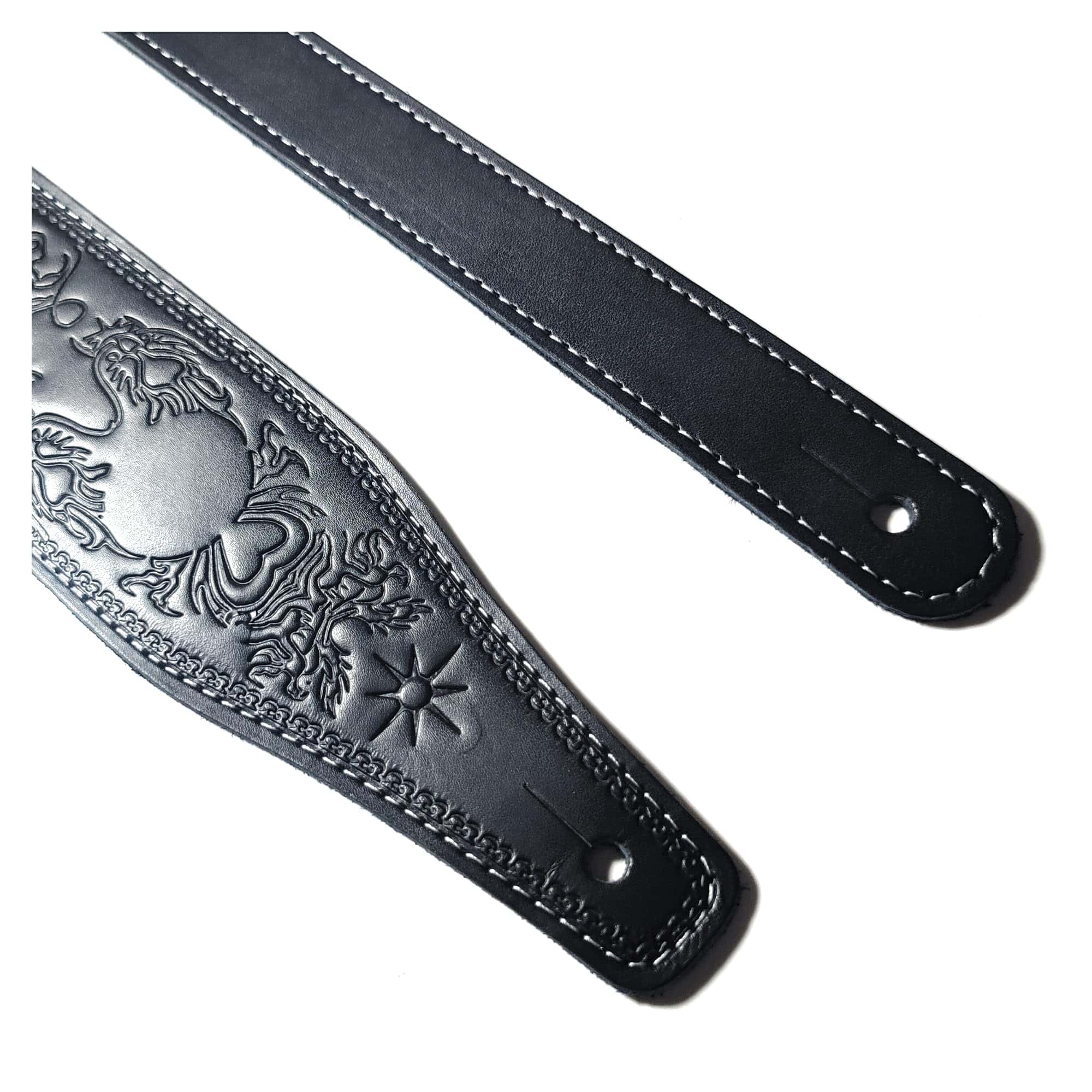 Correa de guitarra de cuero de vaca natural con diseño de - Imagen 5