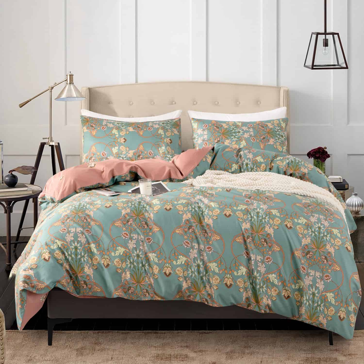 Jane yre Juego de Funda Nórdica Boho King Floral de Algodón