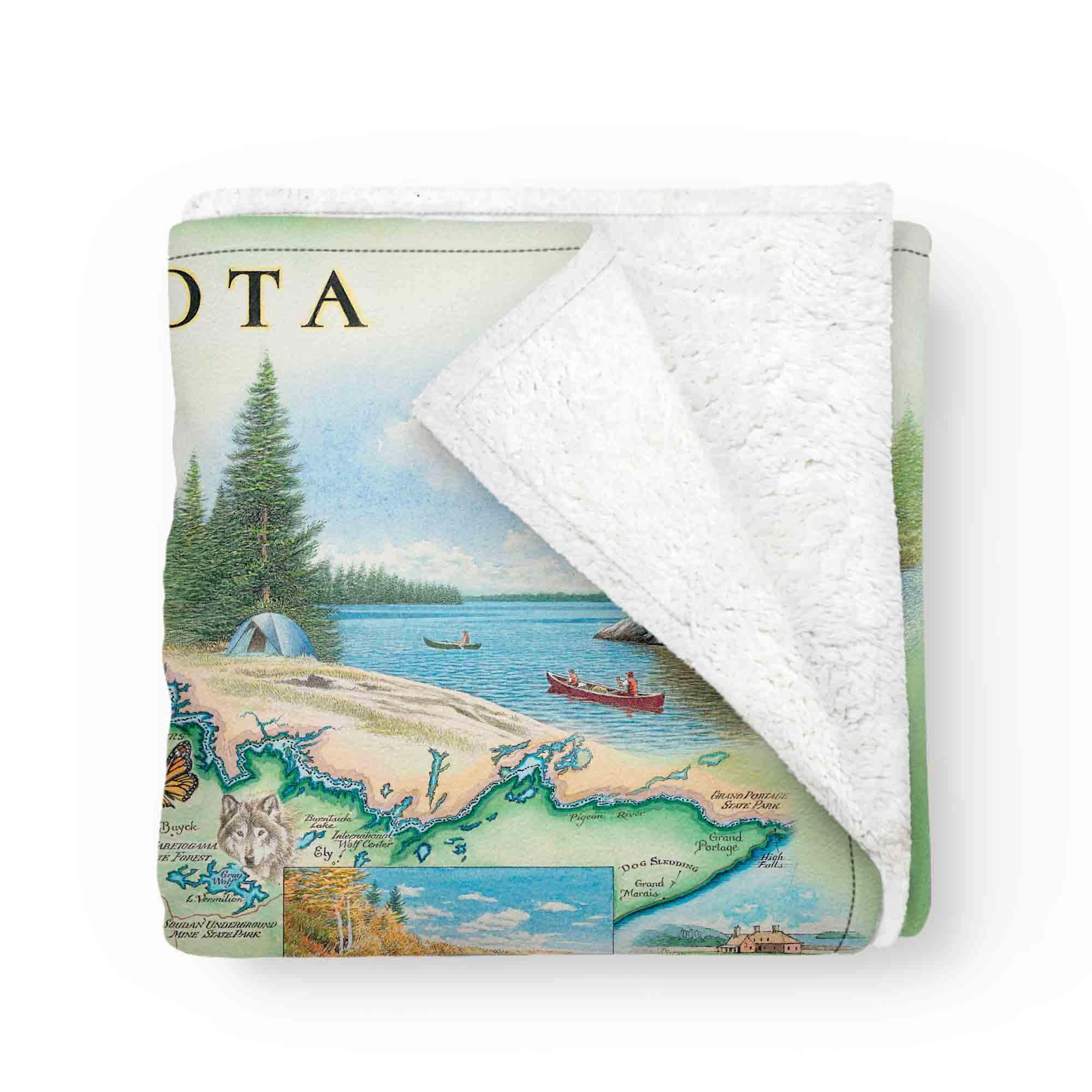 Manta de franela con mapa del estado de Minnesota - Suave,
