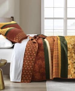 Colcha de algodón 100% tamaño King - Juego de cama a rayas