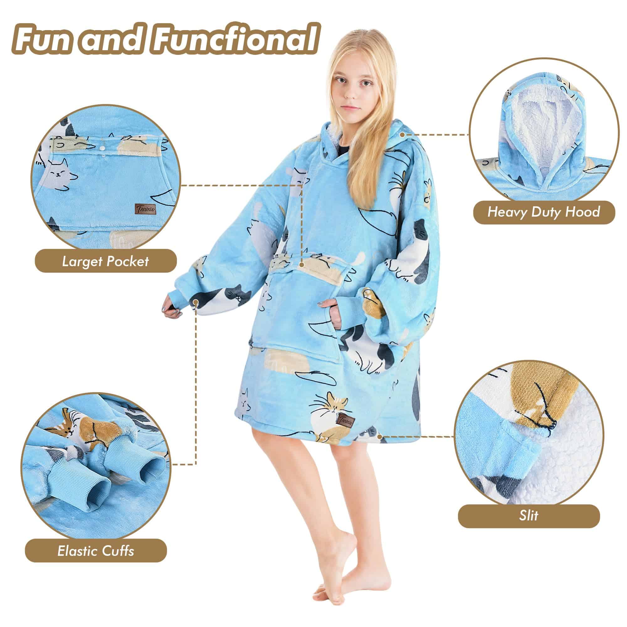 Manta con Capucha Tirrinia para Niños, Manta Portátil de - Imagen 4