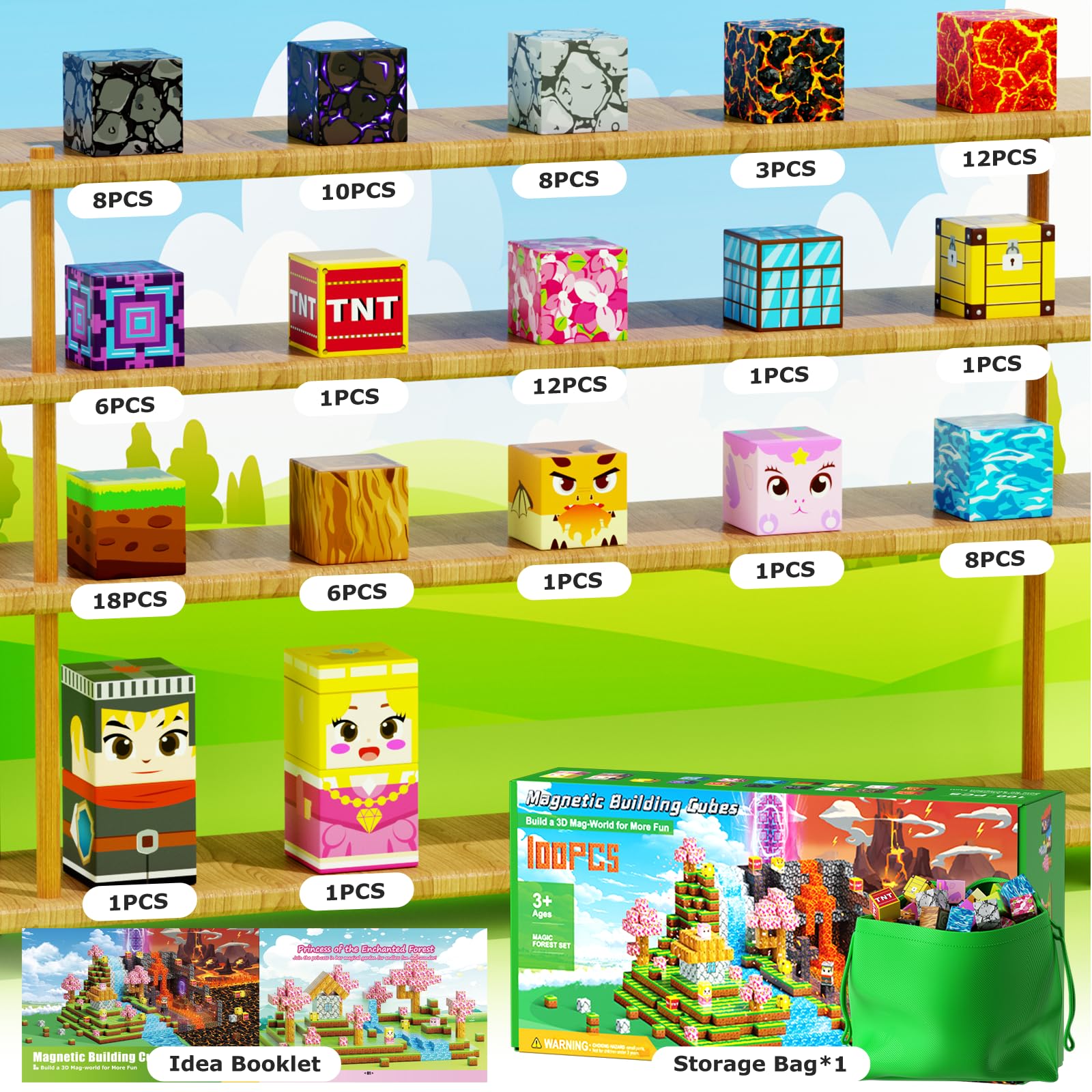 100PCS Blocos Magnéticos, Construye tu Mundo Mágico en el - Imagen 8