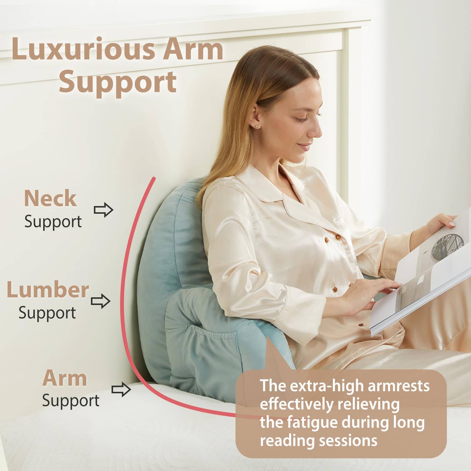 Almohada de Lectura Anfutek para Adultos con Almacenamiento - Imagen 3