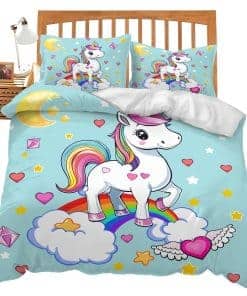 Juego de Ropa de Cama de Unicornio Lindo Tema para Niña con