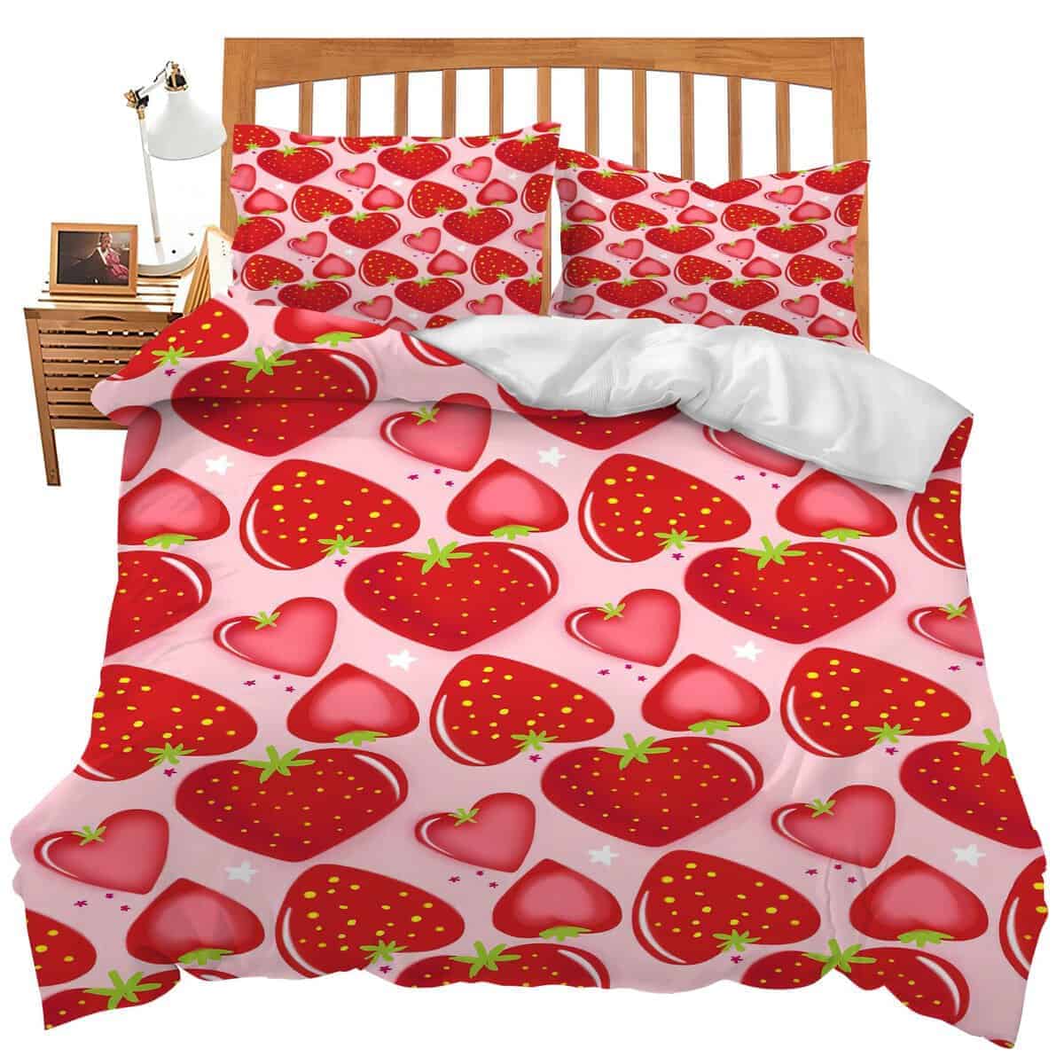 Set de Cama de Fresas Temática Kawaii Juego de Funda