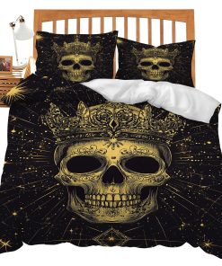 Juego de Ropa de Cama Gótica con Tema de Calaveras para