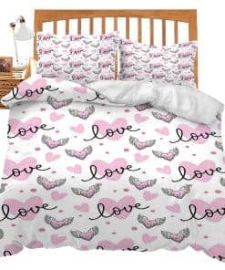 Juego de Ropa de Cama con Tema de Amor Funda Nórdica