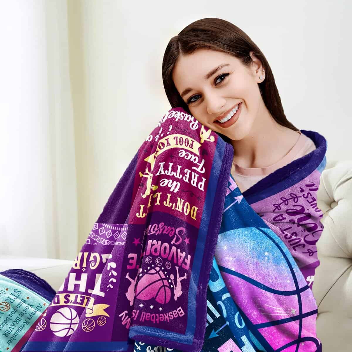 Manta de regalo de baloncesto para niñas suave ligera de - Imagen 4