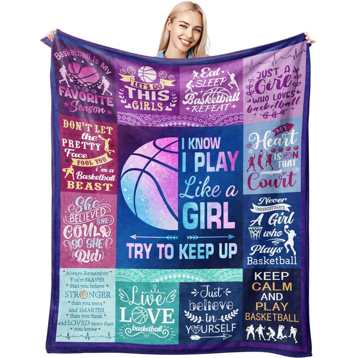 Manta de regalo de baloncesto para niñas suave ligera de