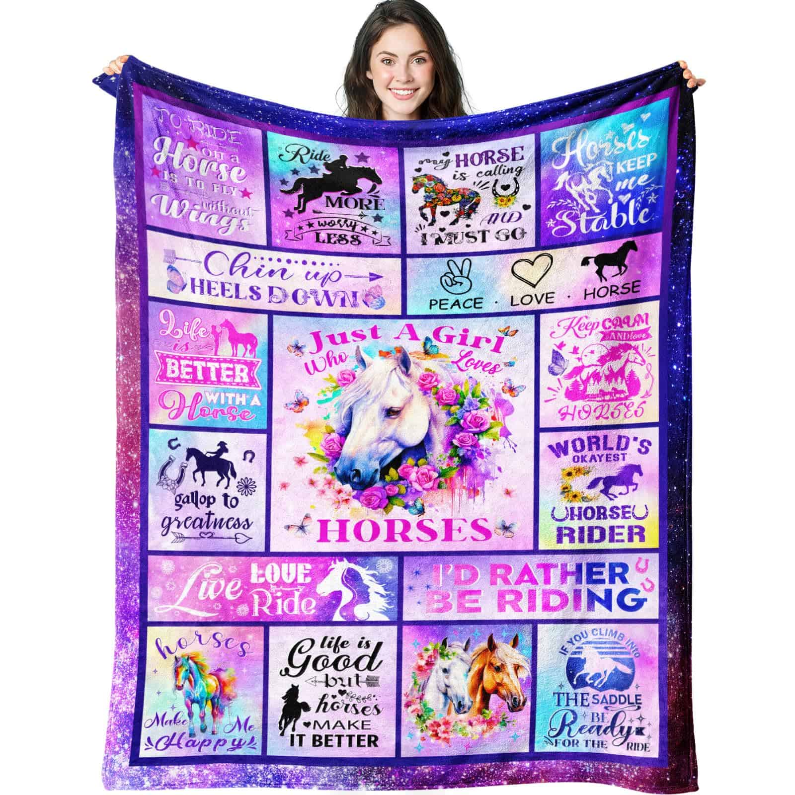 Regalos de Caballo Nixwimeet: Manta de Caballo para Niñas &