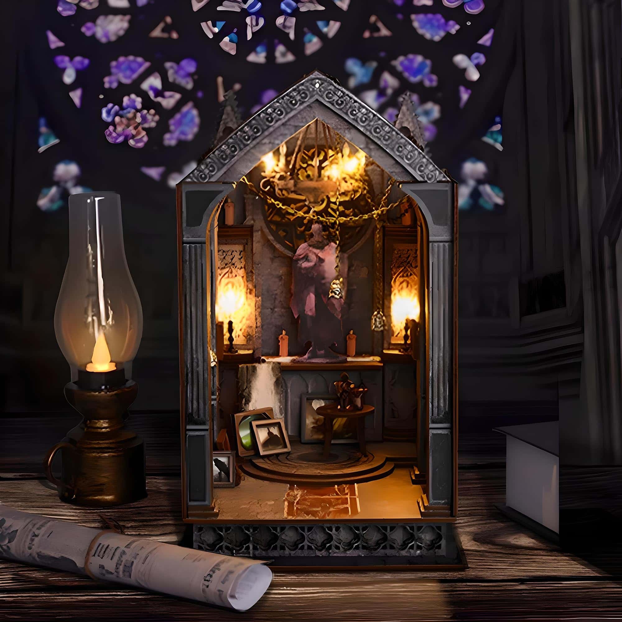 MUSEGDN Kit de Mini Libro en Miniatura con Luces LED, - Imagen 4