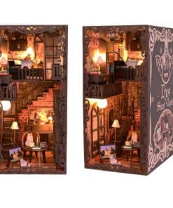 MUSEGDN Kit de Rincón de Libro en Miniatura DIY con Luces