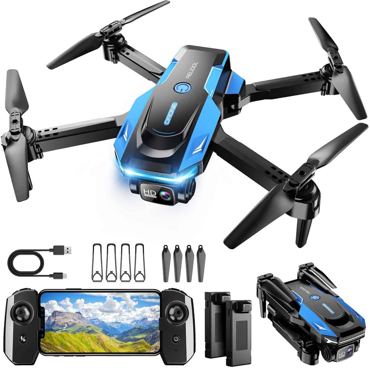 Drone con Cámara 1080P - Cuadricóptero Plegable con Control