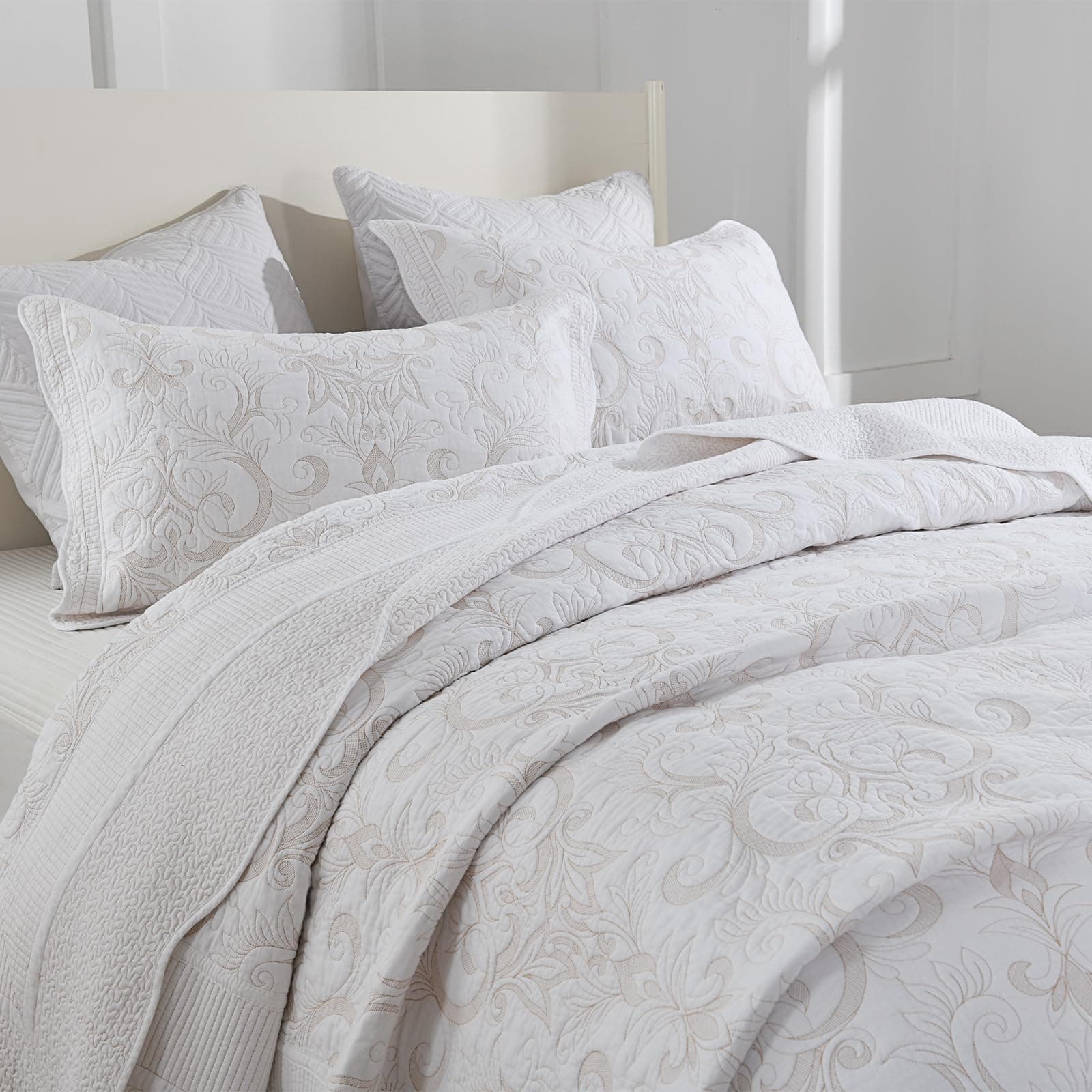 Colcha King/Cal King acolchada extra grande con bordado de - Imagen 8