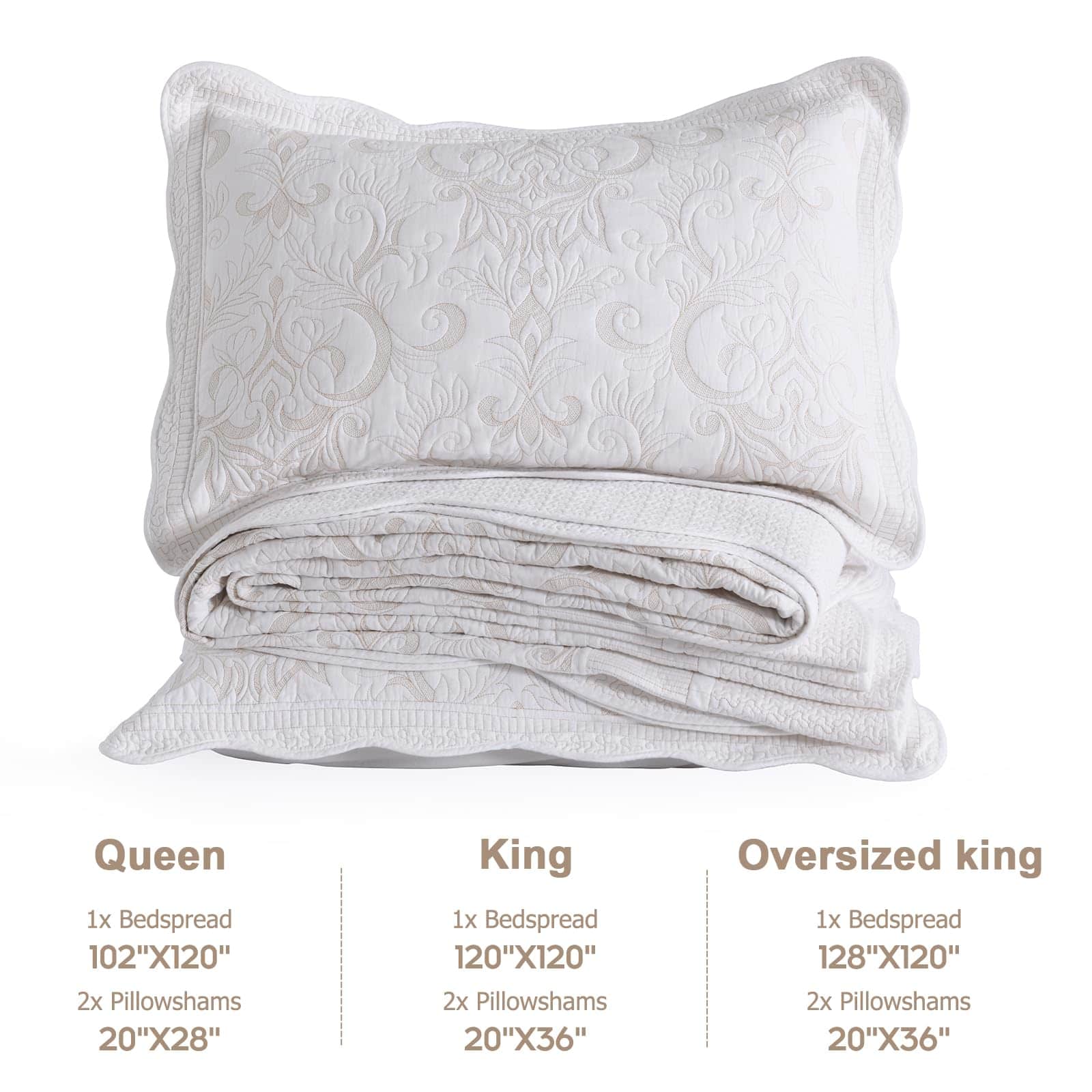 Colcha King/Cal King acolchada extra grande con bordado de - Imagen 7