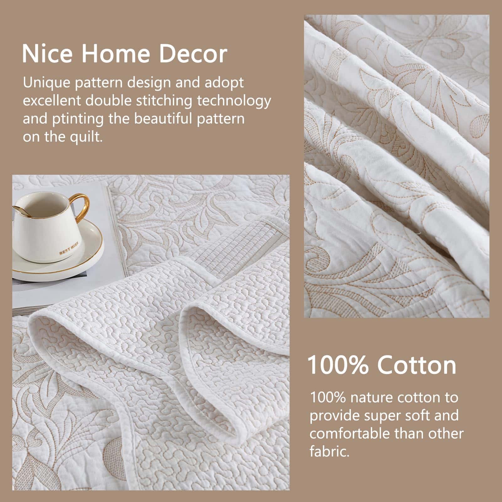 Colcha King/Cal King acolchada extra grande con bordado de - Imagen 5