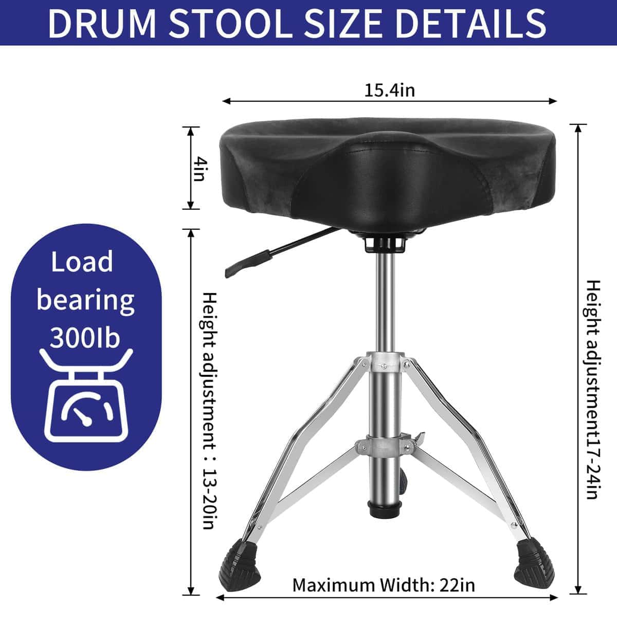 AKOLT Taburete de Batería, Asiento de Batería -Gris - Imagen 3