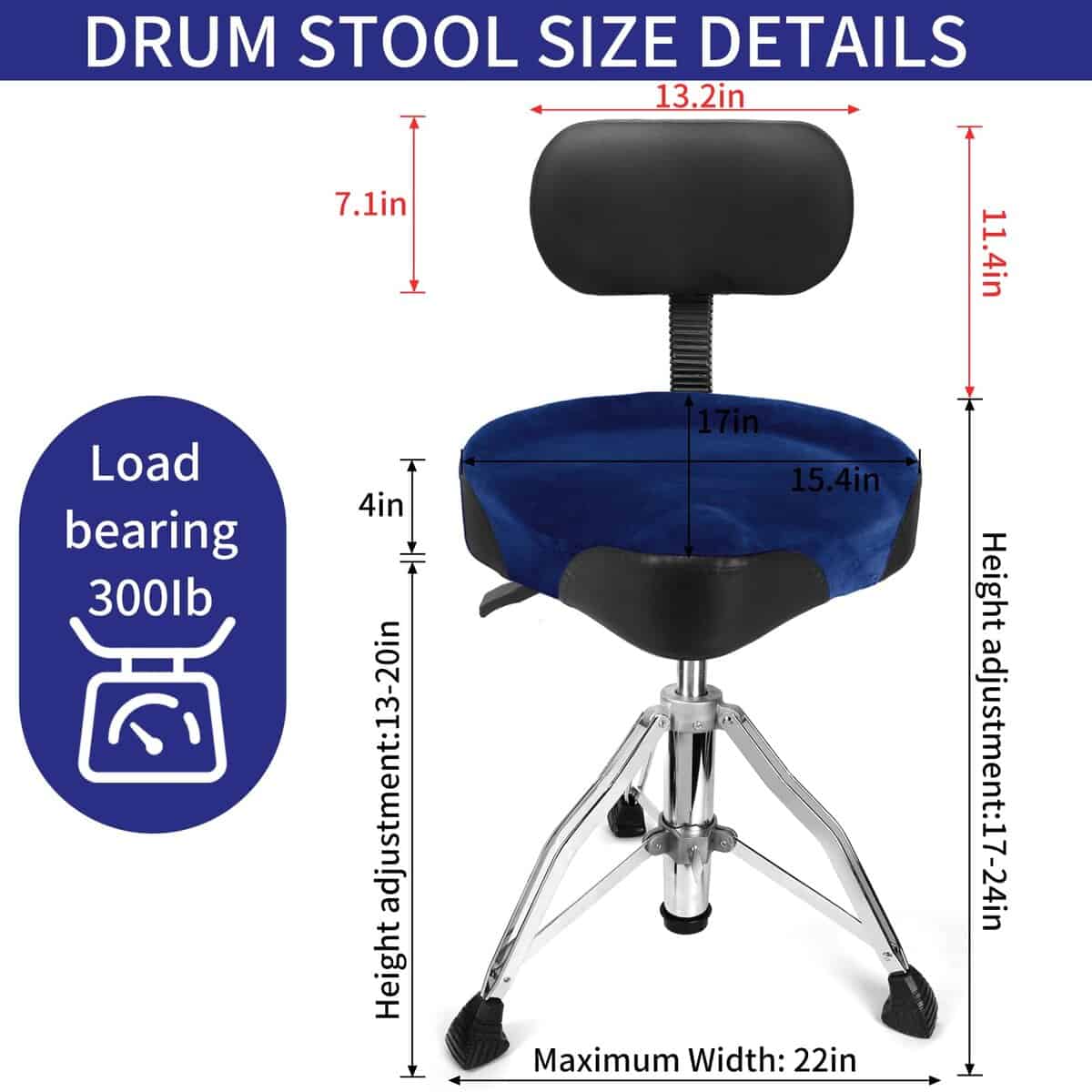 AKOLT Sillín de Batería con Respaldo, Asiento de Batería - Imagen 3