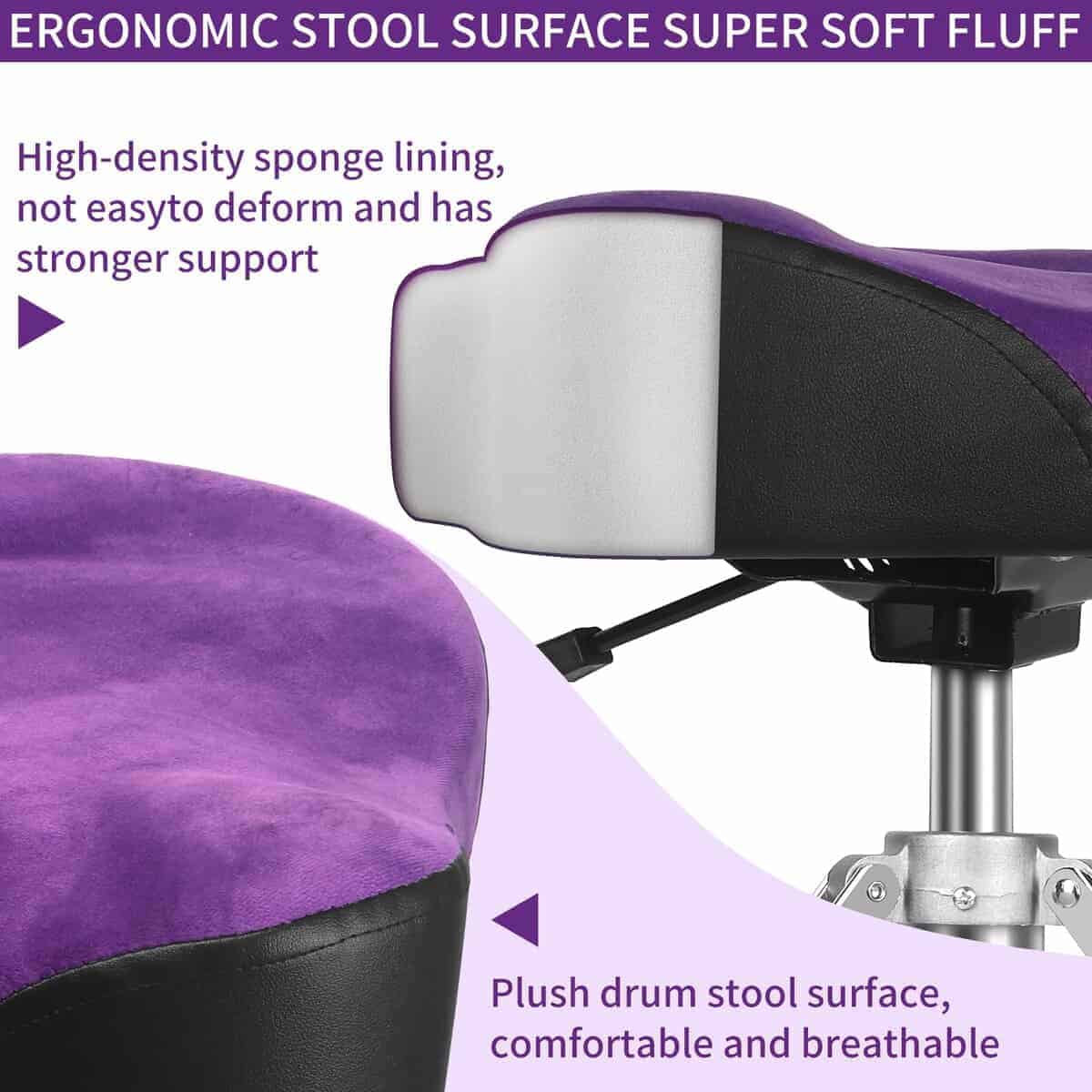 AKOLT Taburete de Batería, Asiento de Batería -Púrpura - Imagen 6