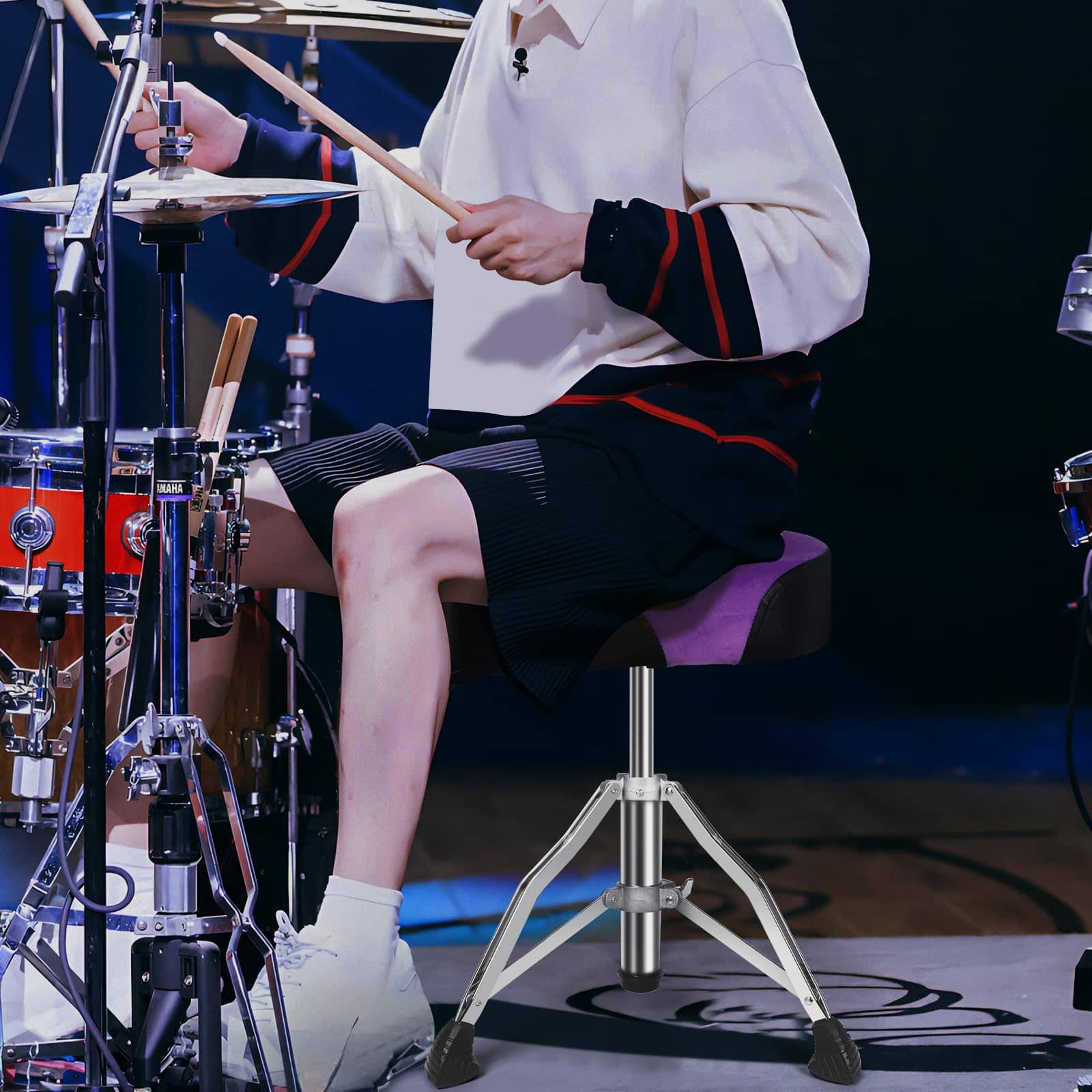 AKOLT Taburete de Batería, Asiento de Batería -Púrpura - Imagen 7